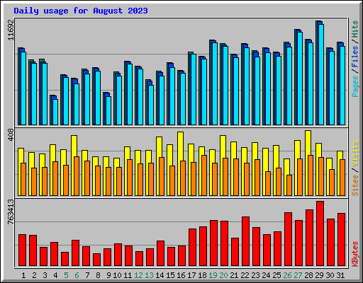 Daily usage for August 2023