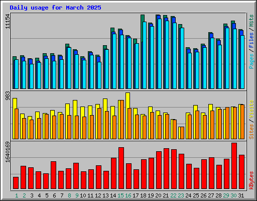 Daily usage for March 2025