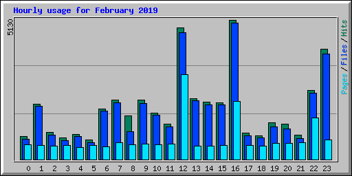 Hourly usage for February 2019